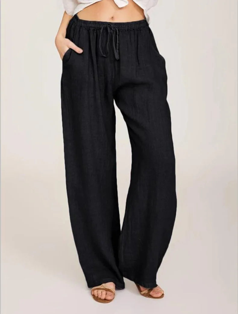 Summer and Autumn New Casual Women's Wear in Europe, America, and Europe Large Loose Cotton Hemp Casual Pants - 3KDyn
