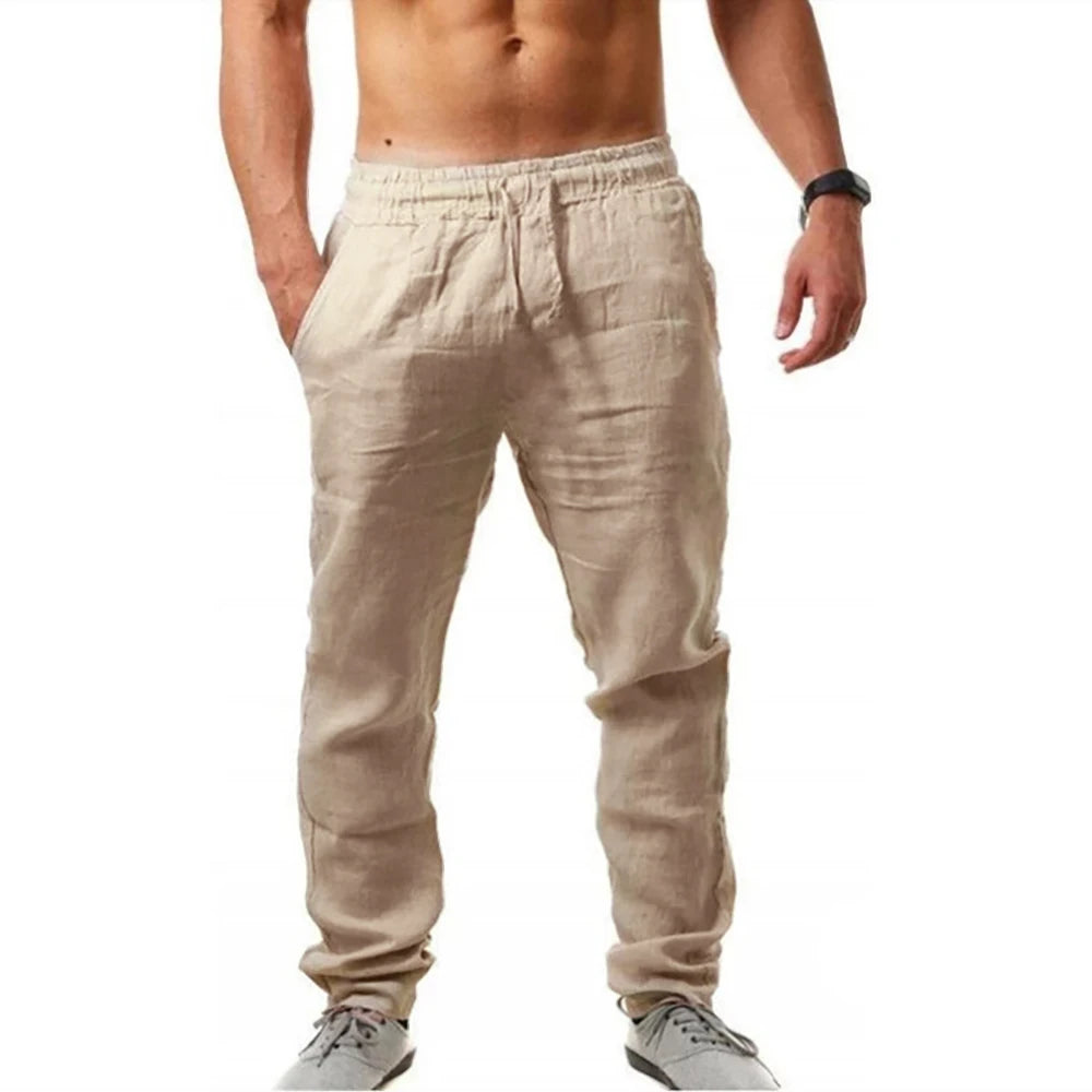 Men's Lightweight Summer Pants – Breathable, Elastic Waist, Casual Straight Fit - 3KDyn