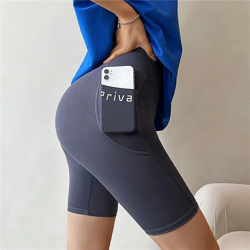 Women Yoga Sports Shorts High Waist Fitness Shorts Casual Streetwear Short Trousers Female Tight Shorts For Ladies Workout Pants - 3KDyn