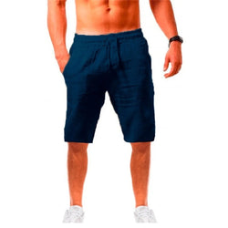 New Men's Cotton Linen Shorts Pants Male Summer Breathable Solid Color Linen Trousers Fitness Streetwear Lace up Bottoms - 3KDyn