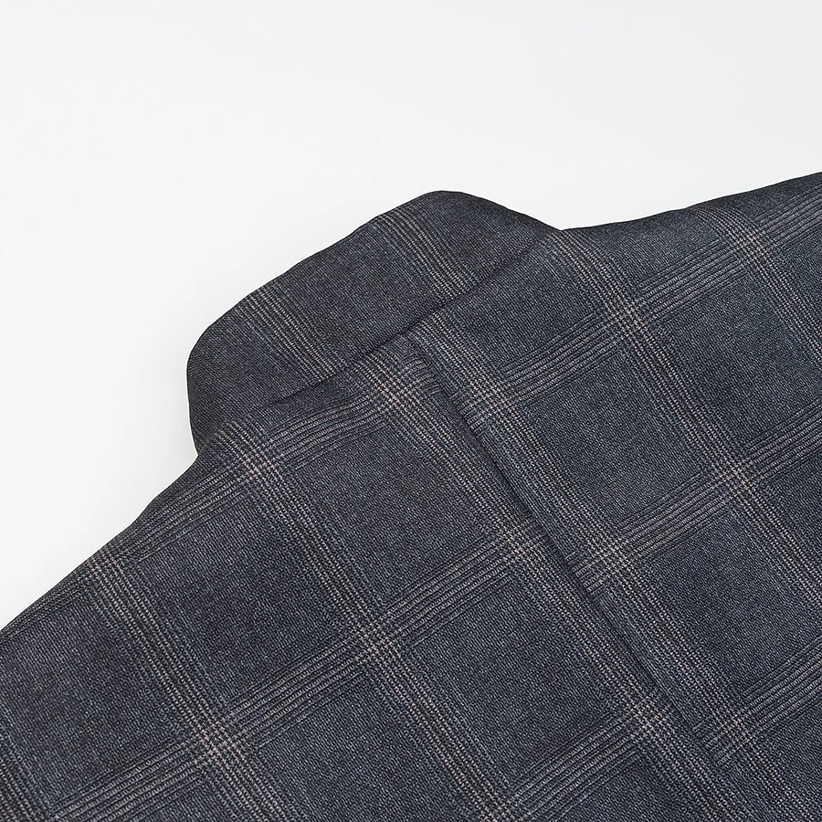 Women’s plaid stand-collar blazer