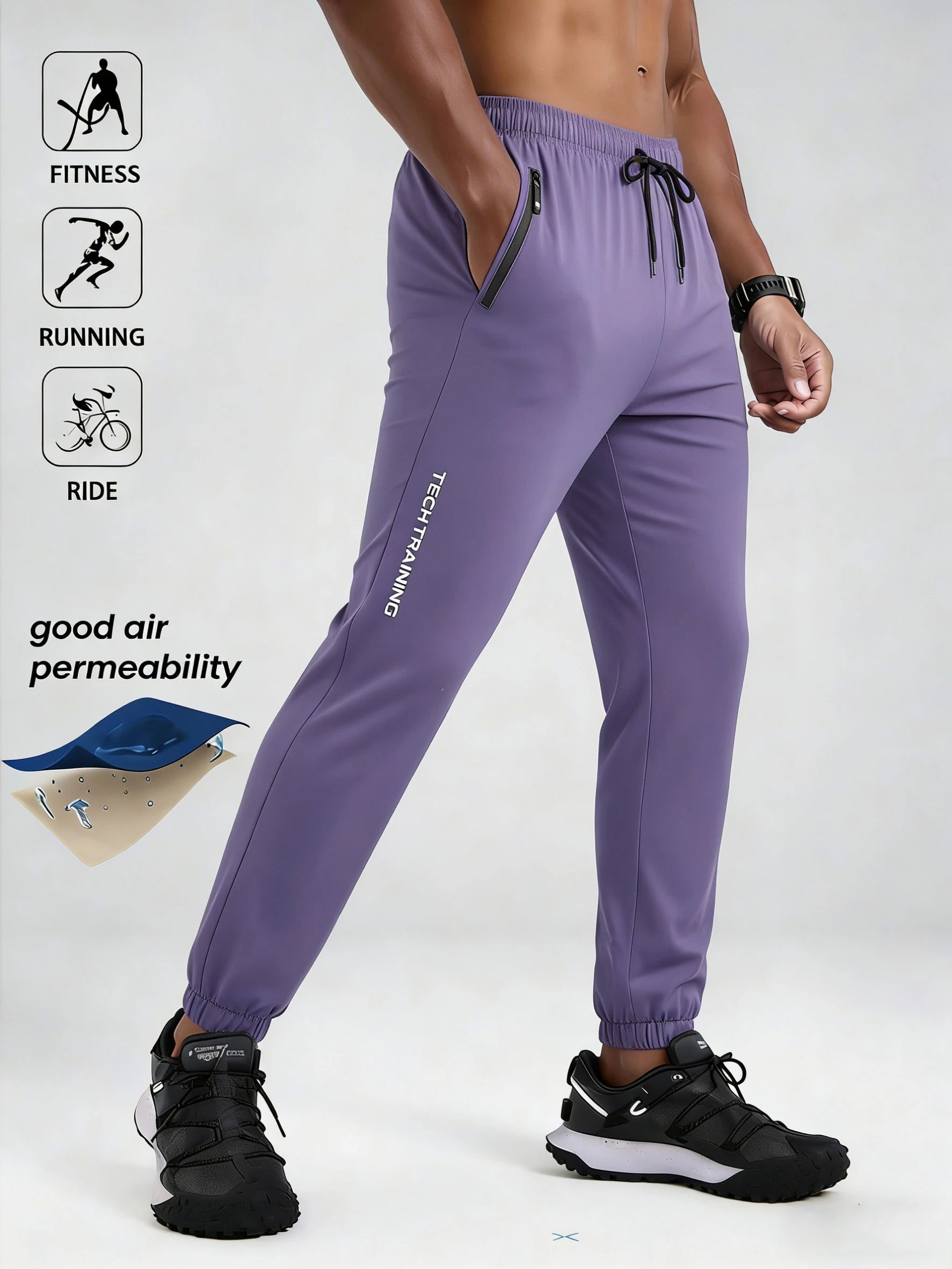 Men’s breathable stretch joggers with full-length athletic fit - 3KDyn