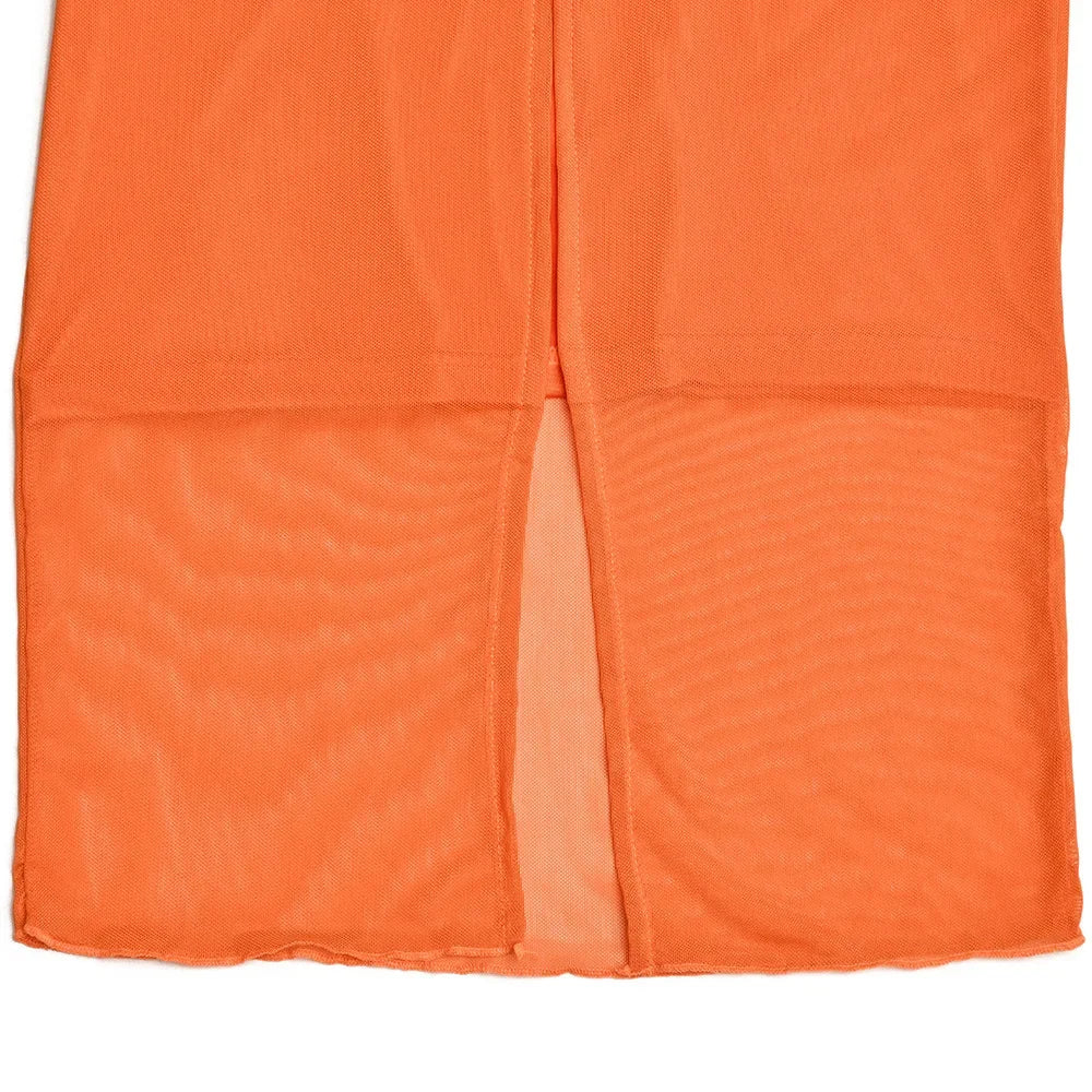 Orange fabric with a subtle pattern on a white background