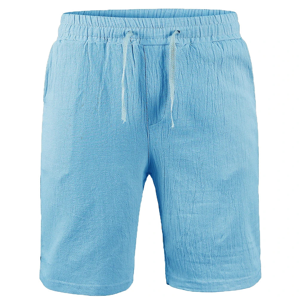 Men's Cotton Linen Shorts – Breathable Casual Summer Shorts with Drawstring Waist - 3KDyn