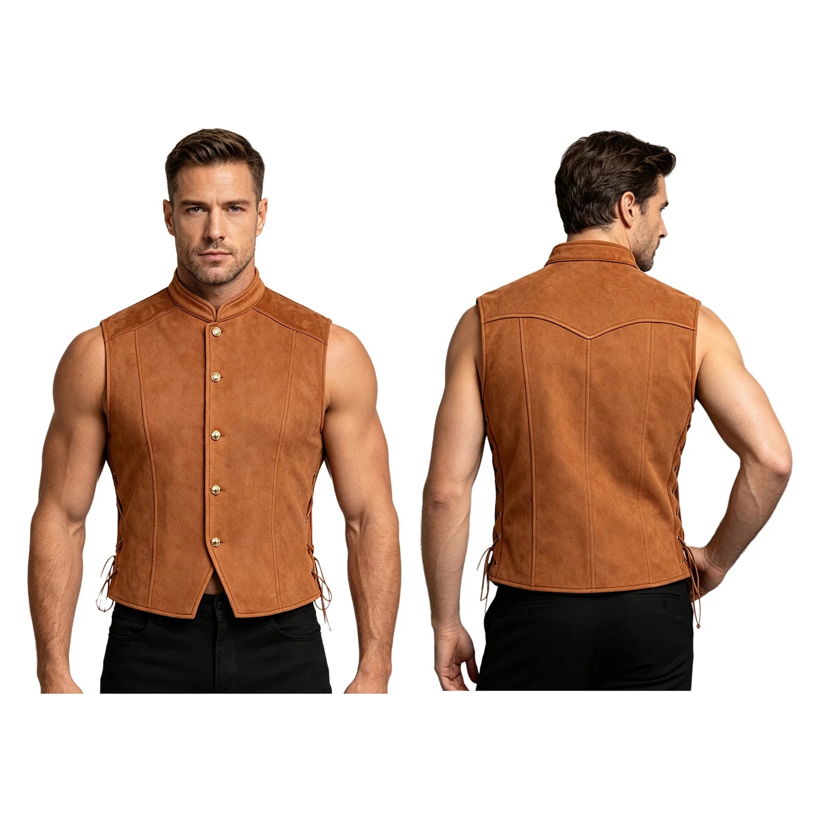 Men’s medieval pirate Viking costume vest – product detail 24