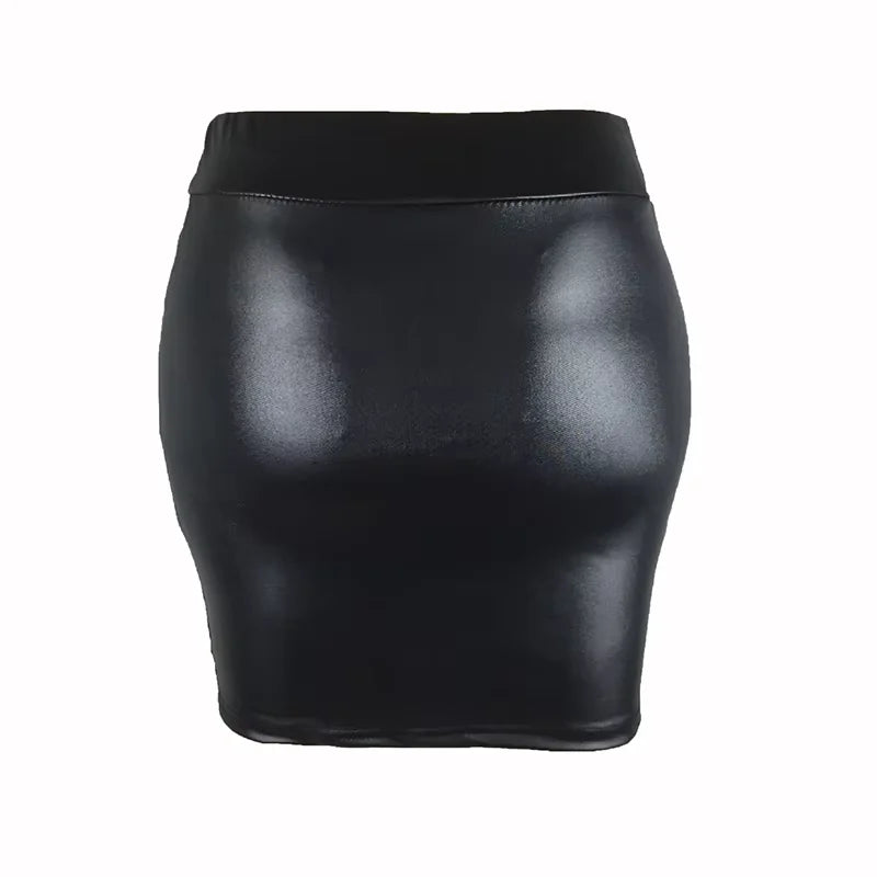 Women’s faux leather high-waist pencil mini skirt – black | 3KDyn
