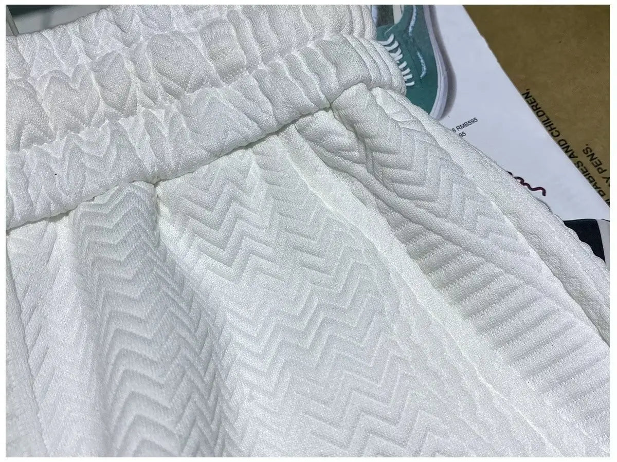 Men's Summer Running Shorts - Lightweight Joggers with Drawstring & Wave Pattern - 3KDyn