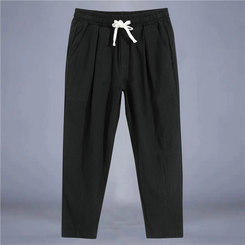Men's Cotton-Linen Drawstring Pants – Light, Breathable & Relaxed - 3KDyn