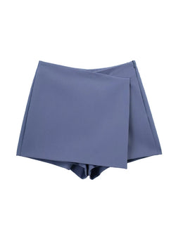 TRZA Women Fashion Pareo Style Asymmetric Shorts Skirts Vintage High Waist Side Zipper Female Skort Mujer - 3KDyn