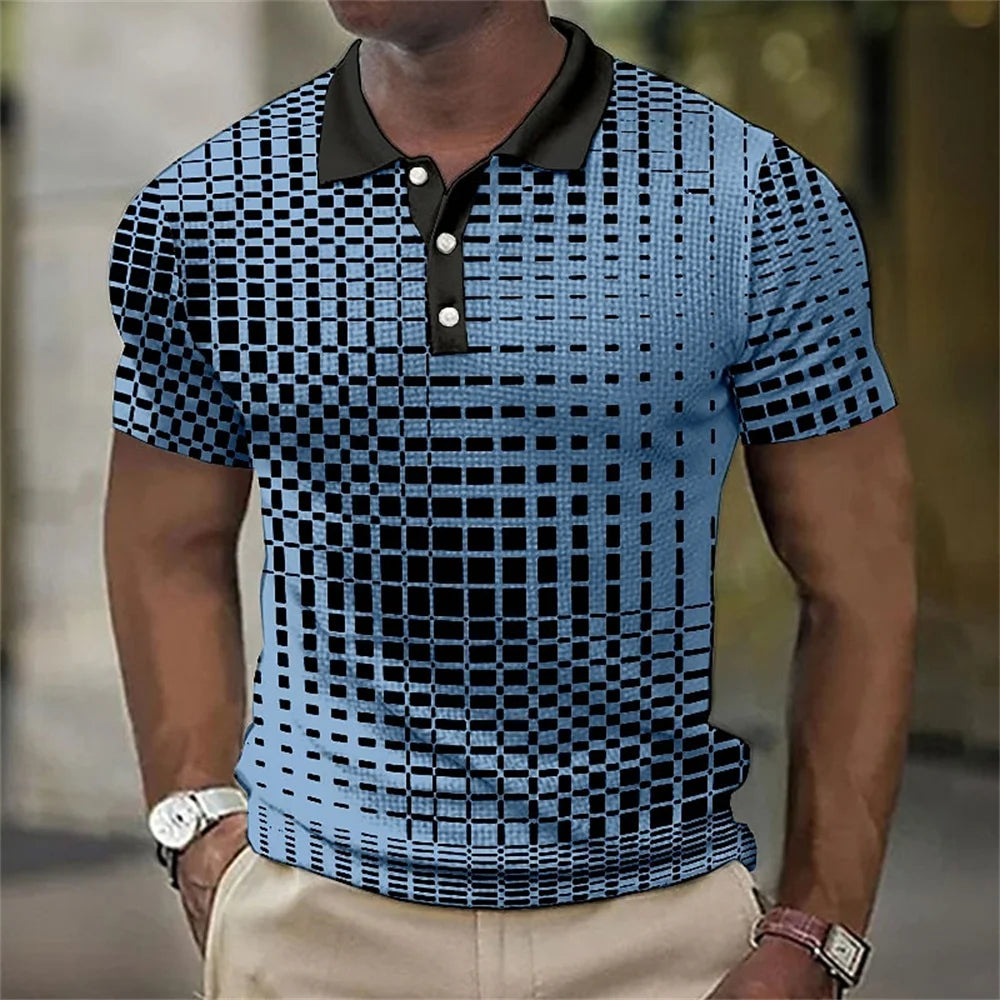 Retro Polo Shirt for Men - 3D Spotted Casual Streetwear, Short Sleeved, Loose Fit, High-Quality Sportswear - 3KDyn