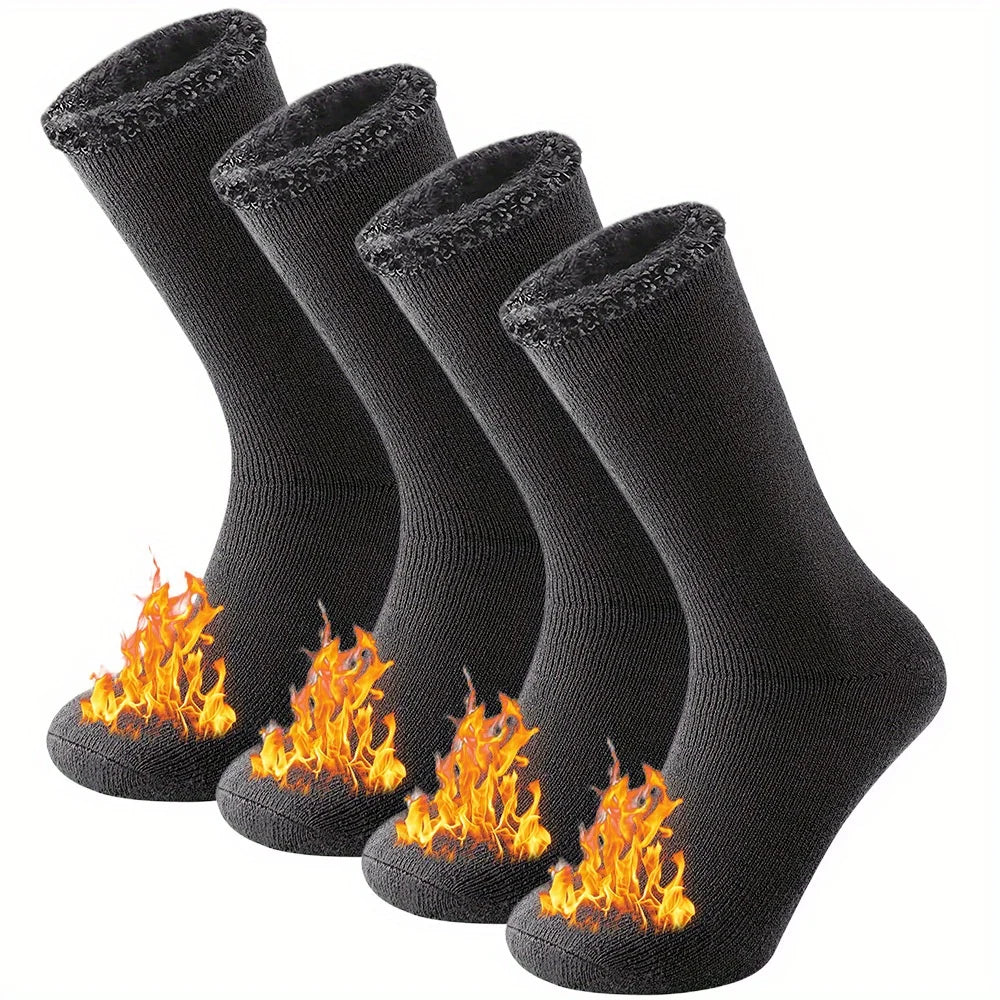 2-Pack Thermal Crew Socks (Unisex) – Fleece-Lined Winter Socks for Hiking & Skiing - 3KDyn