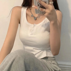 Ribbed Button Down Sleeveless Tank Top for Women – Casual Summer Blouse - 3KDyn