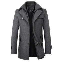 Gray coat with a black shirt underneath on a white background