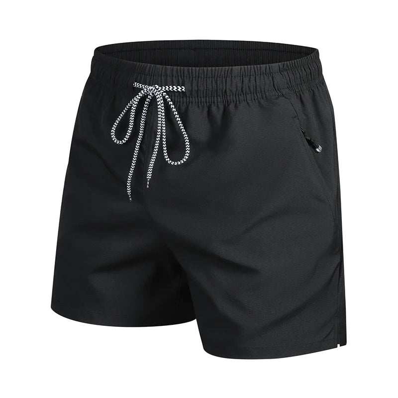 Black shorts with a drawstring on a white background