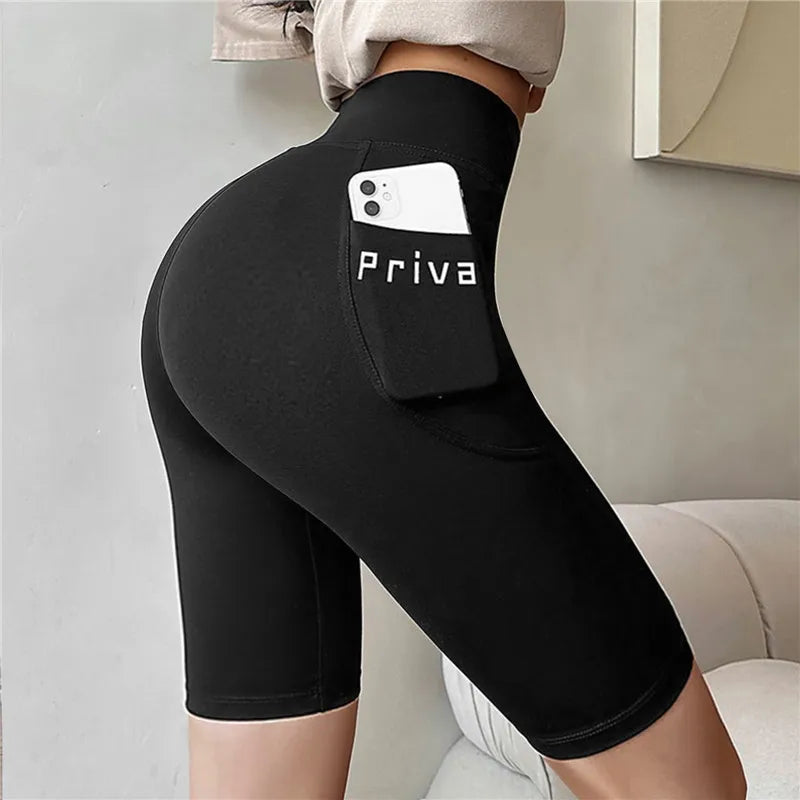 Women Yoga Sports Shorts High Waist Fitness Shorts Casual Streetwear Short Trousers Female Tight Shorts For Ladies Workout Pants - 3KDyn