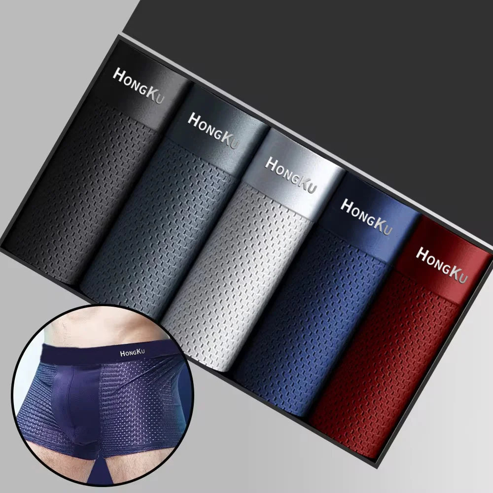 Men’s breathable mesh boxer briefs — 4–5 pack in assorted colors, quick‑dry stretch | 3KDyn