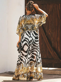 Leopard Print Chiffon Kimono – Lightweight Bikini Cover-Up for Beach or Pool - 3KDyn