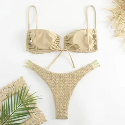 U-Shaped Bandeau Bikini Set – Push Up Swimwear for Women - 3KDyn