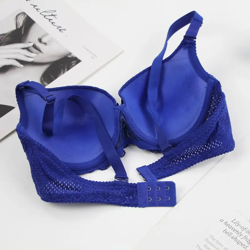 Blue bra on a white background