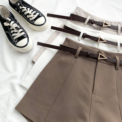 ITOOLIN Casual Women's Shorts A-line High Waist Short Chic Office Lady Shorts With Belted Vintage Female Trousers Spring Summer - 3KDyn