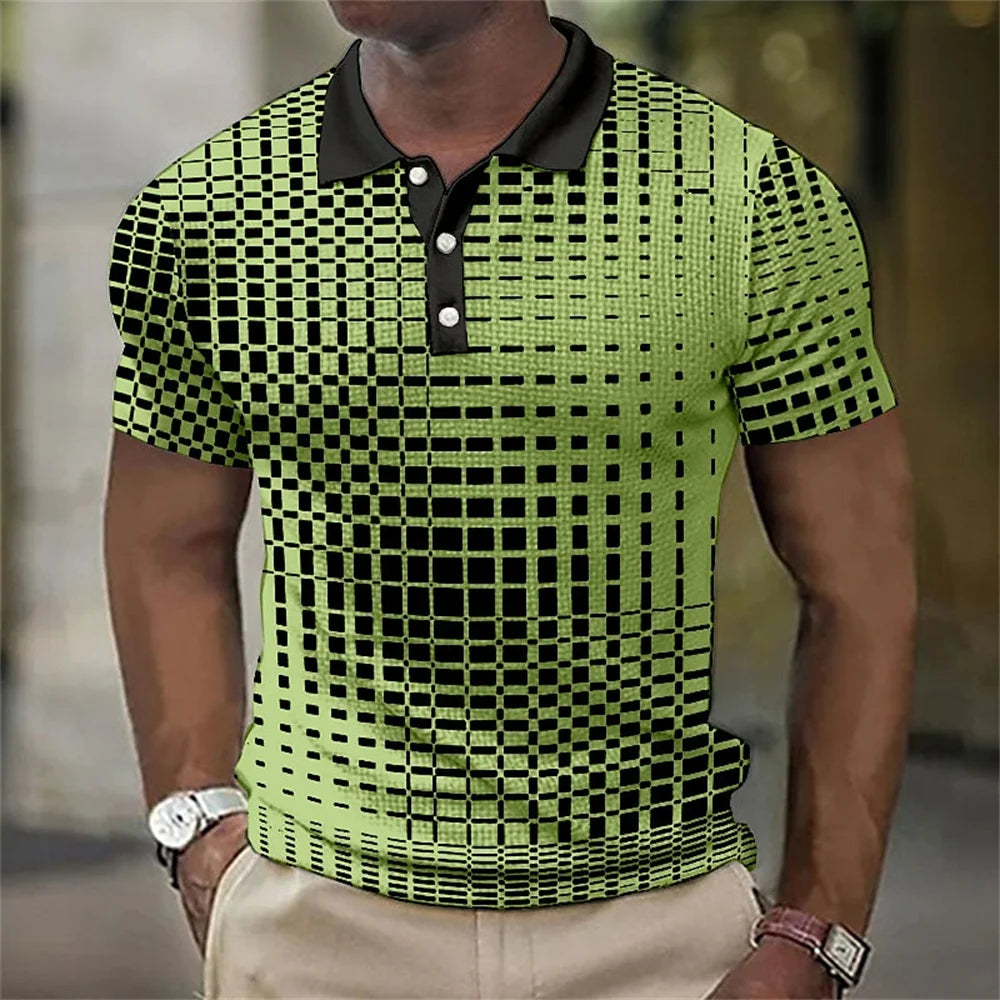 Retro Polo Shirt for Men - 3D Spotted Casual Streetwear, Short Sleeved, Loose Fit, High-Quality Sportswear - 3KDyn