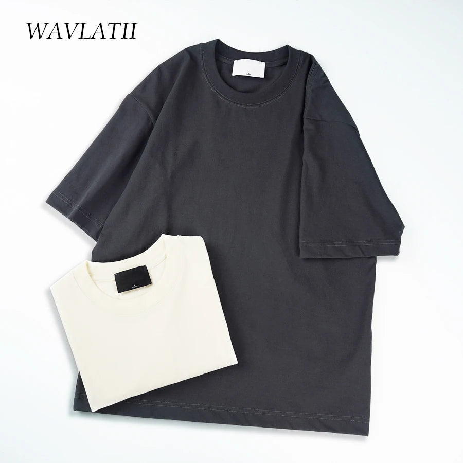 WAVLATII Oversized Unisex Summer T-Shirt – Casual Style, Loose Fit - 3KDyn