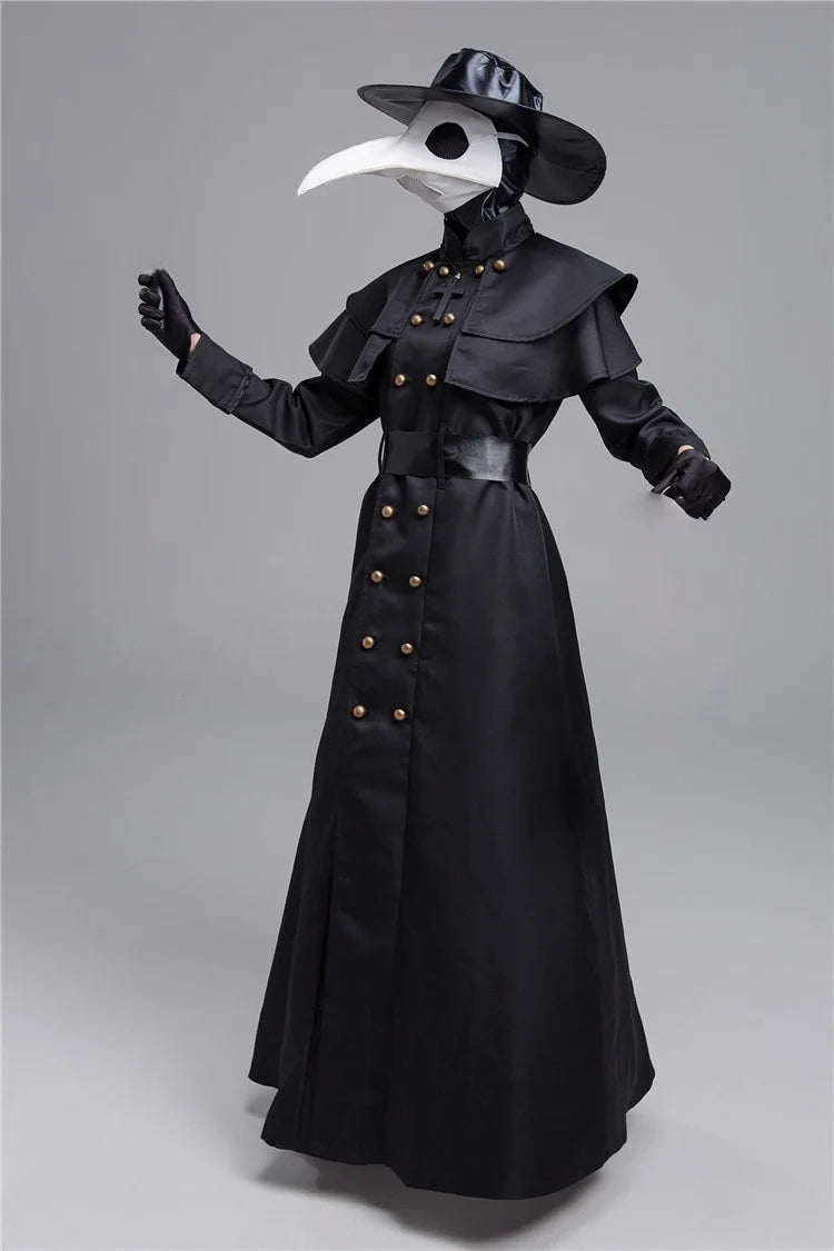 Black plague doctor costume set for women’s gothic masquerade look