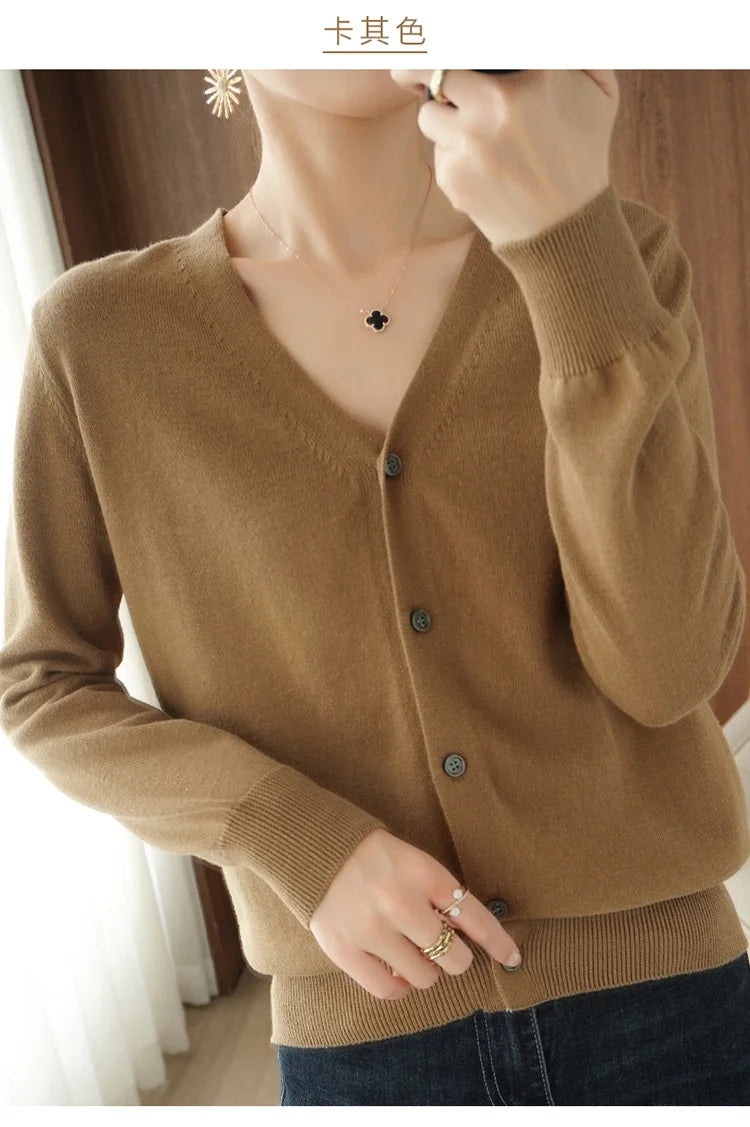 Women’s cotton V-neck button cardigan