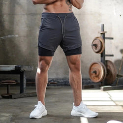 Men's 2-in-1 Sports Running Shorts – Quick-Dry & Zipper Pocket - 3KDyn