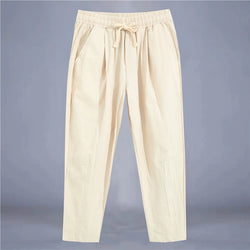 Men's Cotton-Linen Drawstring Pants – Light, Breathable & Relaxed - 3KDyn