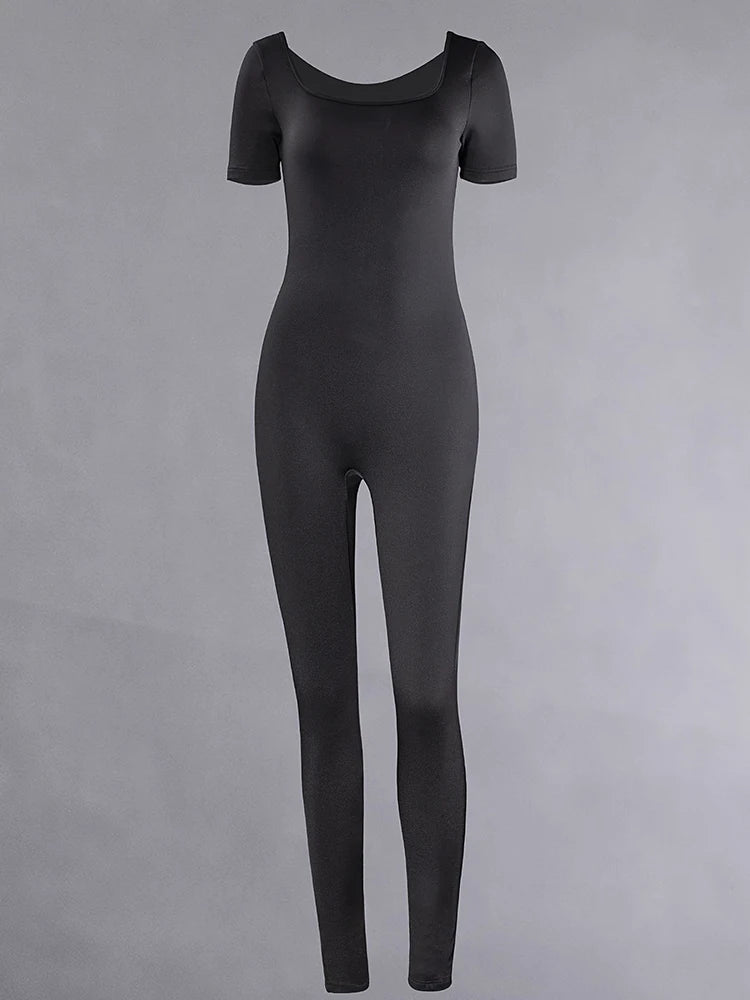 Women’s Short Sleeve Bodycon Jumpsuit – S–2XL, 7 Colors - 3KDyn