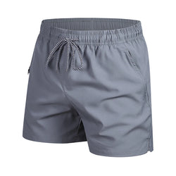 Gray shorts with drawstring on a white background