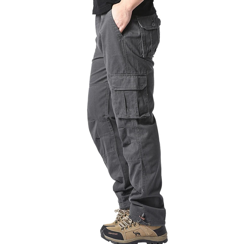 Men's Loose Tactical Cotton Cargo Pants – Relaxed Fit with Pockets - 3KDyn
