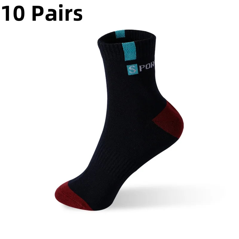 5/10 Pairs Men’s Bamboo Fiber Sports Socks – Breathable Cotton Crew Socks - 3KDyn