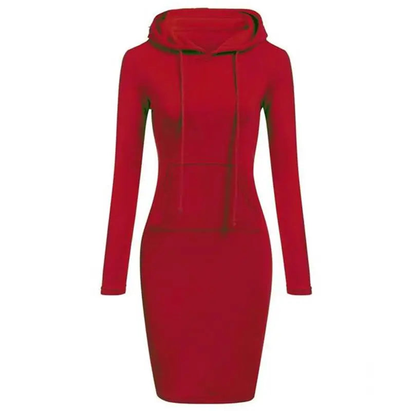 Long Sleeve Hoodie Dress with Pockets – Slim Fit Casual Style - 3KDyn
