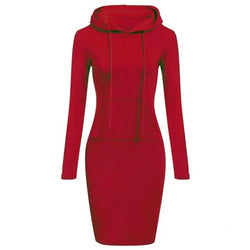 Long Sleeve Hoodie Dress with Pockets – Slim Fit Casual Style - 3KDyn