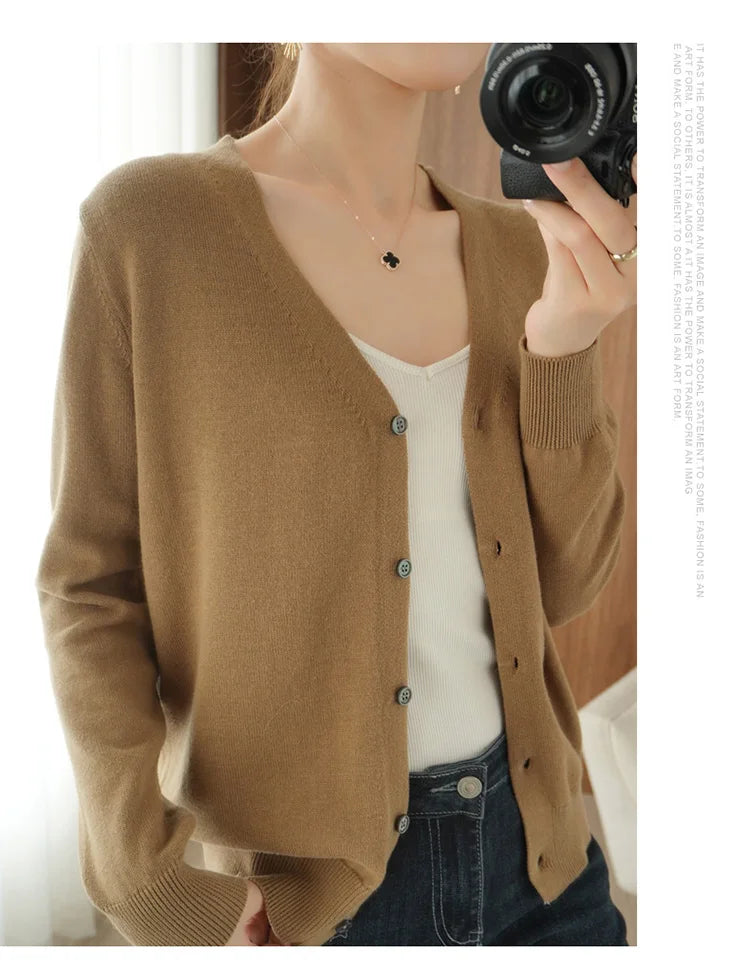 Women’s cotton V-neck button cardigan