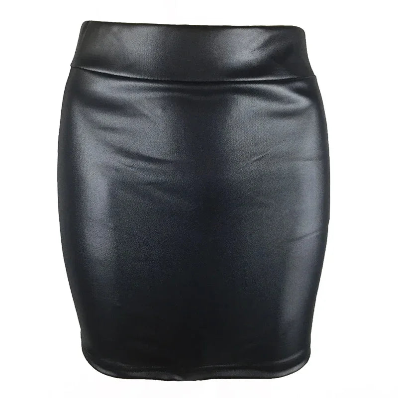 Women’s faux leather high-waist pencil mini skirt – black | 3KDyn