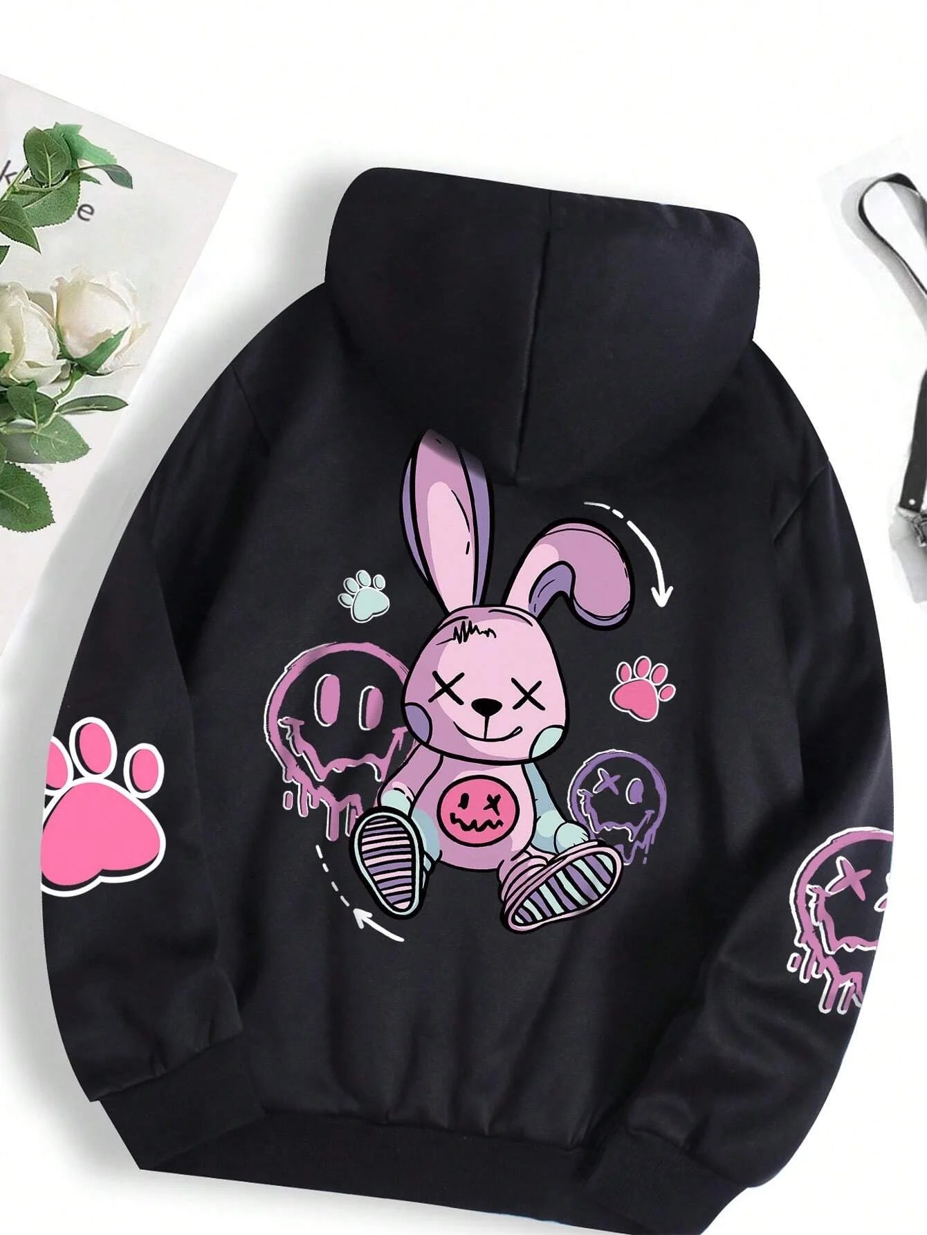 Cartoon Bunny Oversize Hoodie – Women’s Streetwear - 3KDyn