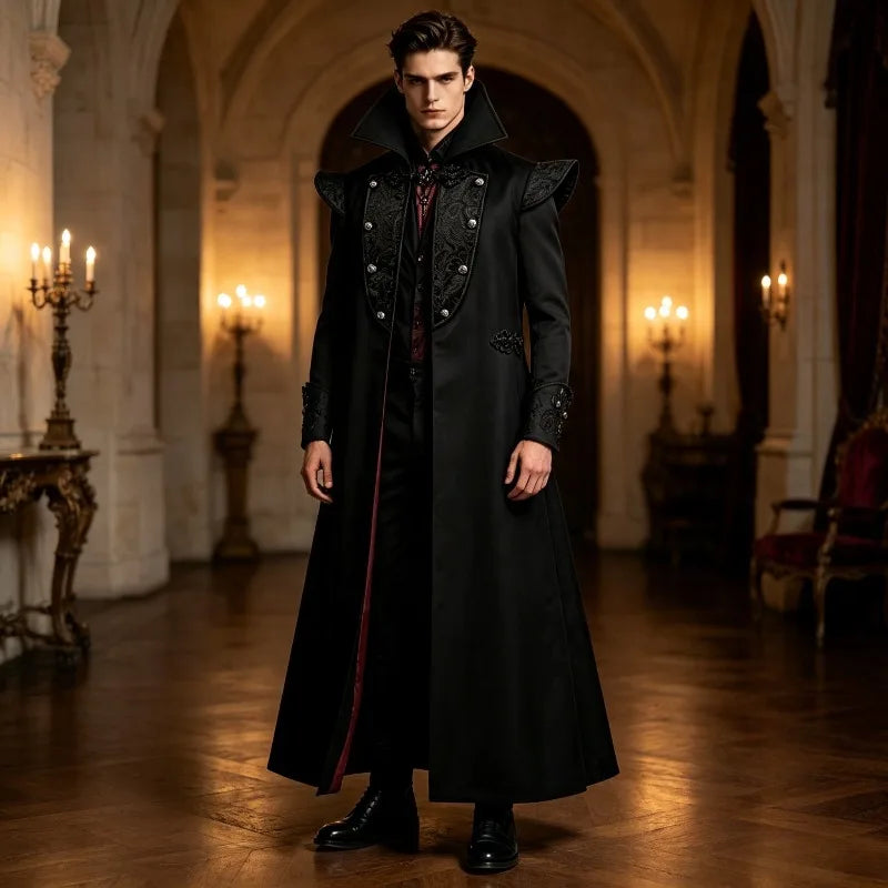 Gothic vampire high-collar costume coat – product detail 2