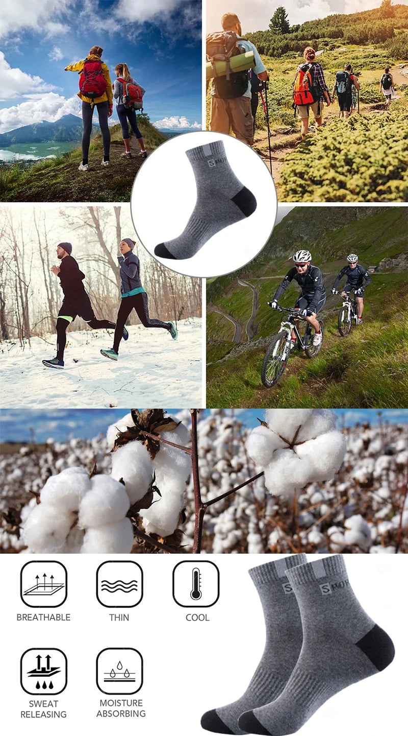 5/10 Pairs Men’s Bamboo Fiber Sports Socks – Breathable Cotton Crew Socks - 3KDyn