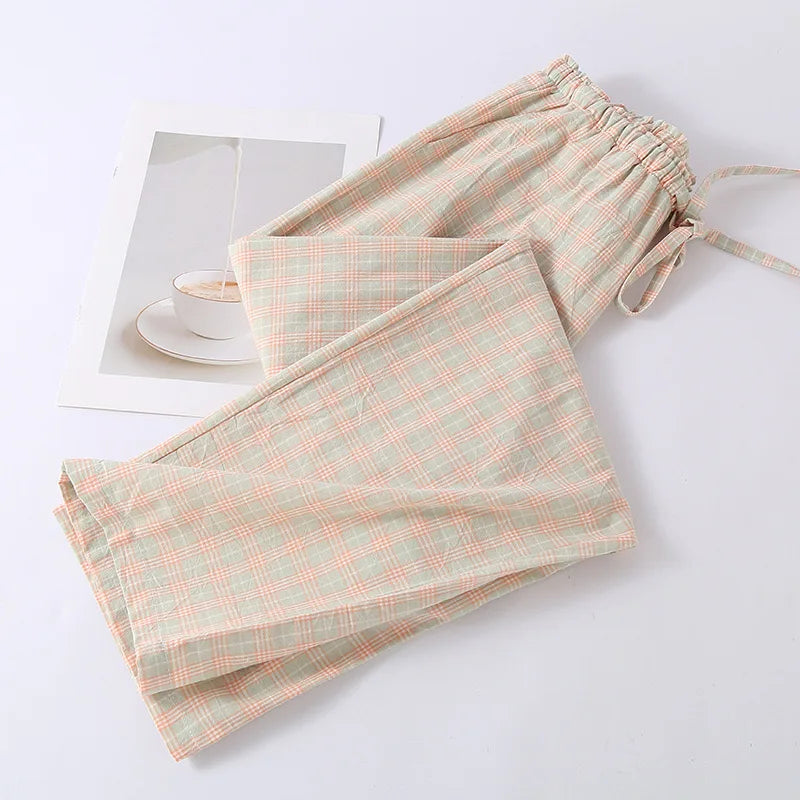 Women’s cotton gauze pajama pants – elastic waist