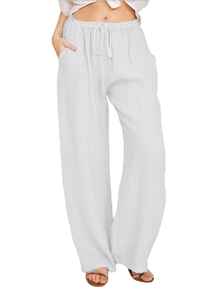 Summer and Autumn New Casual Women's Wear in Europe, America, and Europe Large Loose Cotton Hemp Casual Pants - 3KDyn