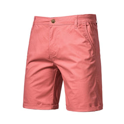 2021 New Summer 100% Cotton Solid Shorts Men High Quality Casual Business Social Elastic Waist Men Shorts 10 Colors Beach Shorts - 3KDyn