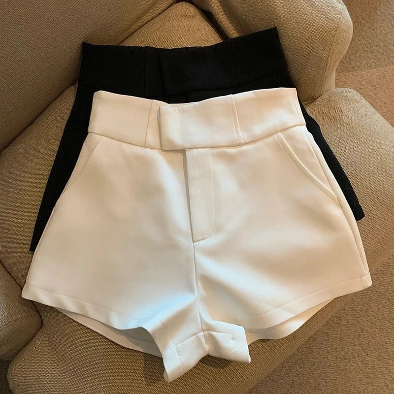 MEXZT Y2K Streetwear Black Shorts Women Elegant High Waist White A Line Wide Leg Suit Short Sexy Club Slim Hot Short Pants New - 3KDyn