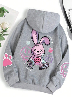 Cartoon Bunny Oversize Hoodie – Women’s Streetwear - 3KDyn