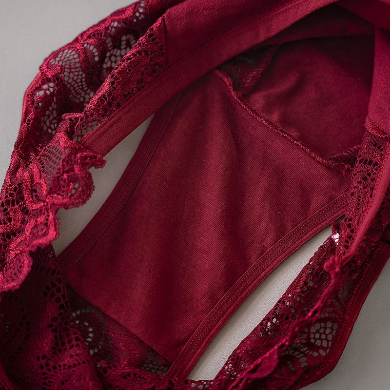 Women’s Lace Briefs 3‑Pack – Floral Embroidery, Mid‑Rise - 3KDyn