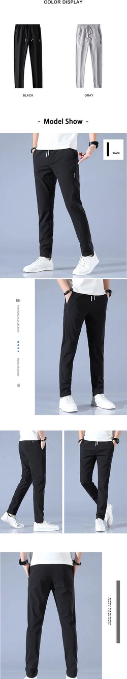 Men’s Lightweight Summer Pants – Breathable Ice Silk, Casual Fit, Elastic Waist - 3KDyn