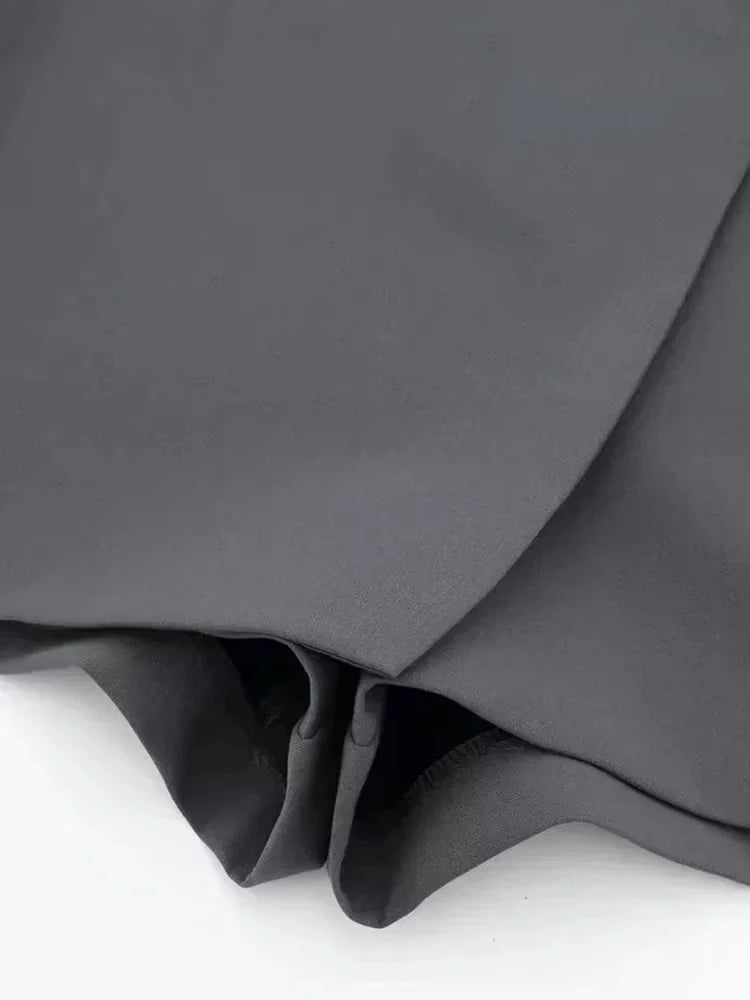 TRZA-Asymmetric Shorts Skirts with Tab for Women, High Waist, Side Zipper, Female Skort, Fashion - 3KDyn