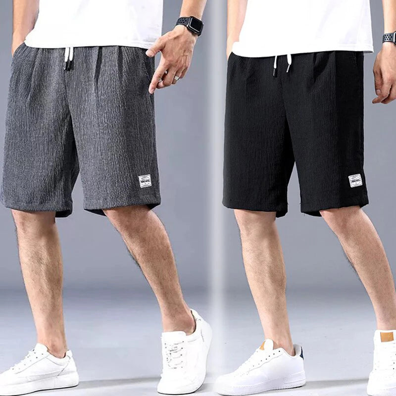 Lce Silk Shorts Men's Thin Sports Cropped Pants Loose Straight Leg Cool Breathable New Fashion Trend Casual XL-XXXL - 3KDyn